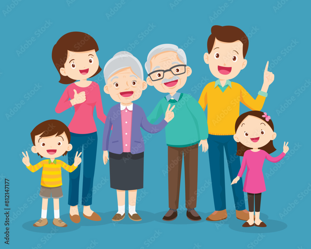 Big happy multi-generational family siblings relatives portrait