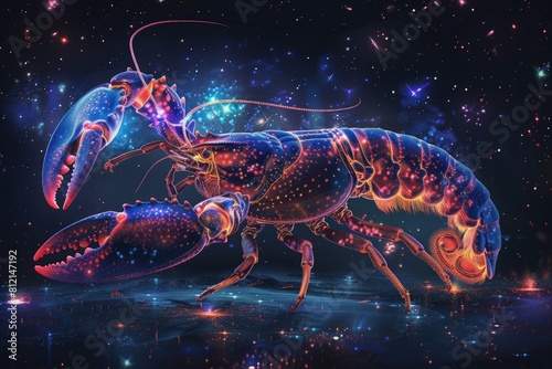 Scorpio astrological sign constellation on the starry sky photo