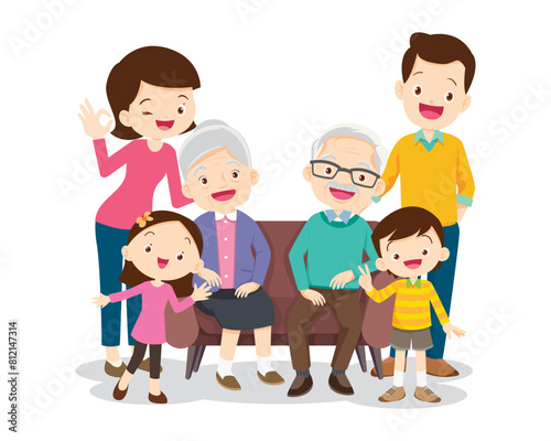 Big happy multi-generational family siblings relatives portrait