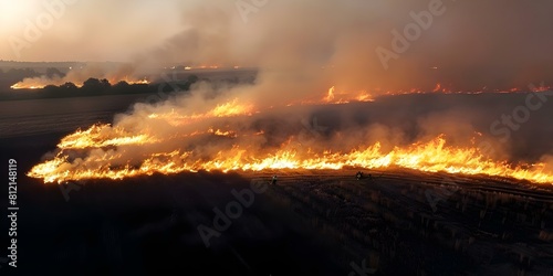 Aerial firefighters battle fastmoving grass fires in hot arid climate. Concept Aerial Firefighters  Grass Fires  Hot Climate  Arid Environment  Emergency Response