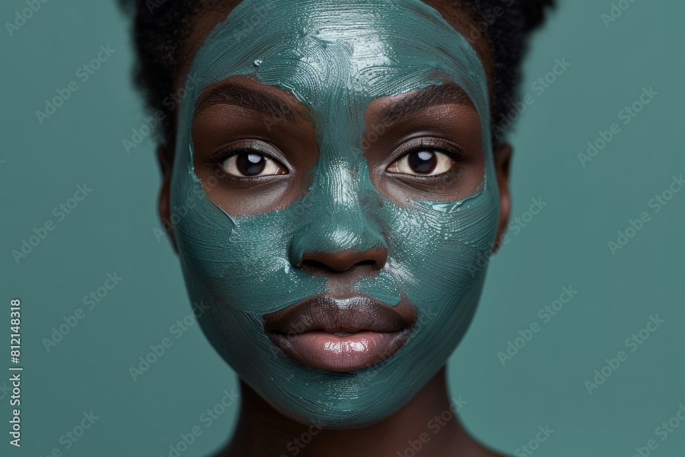Young african american woman with cosmetics skin care mask on face Young african american woman with cosmetics skin care mask on face