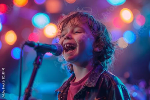 Little child singer on stage