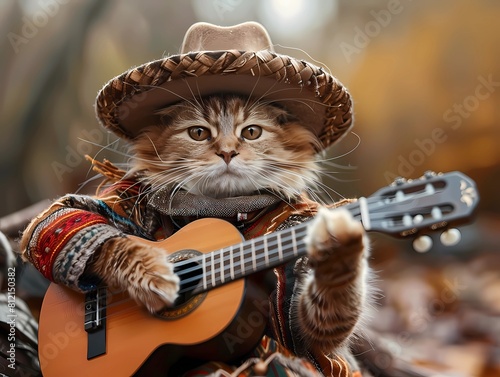 A mariachi musician cat