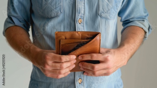 Man Holding an Empty Wallet