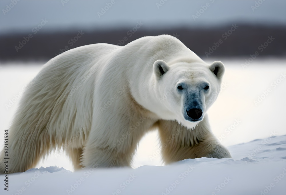 Fototapeta premium A view of a Polar Bear on the ice