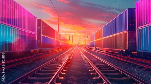 Global business of Container Cargo freight train for Business logistics concept  Air cargo trucking  Rail transportation and maritime shipping  Online goods orders worldwide