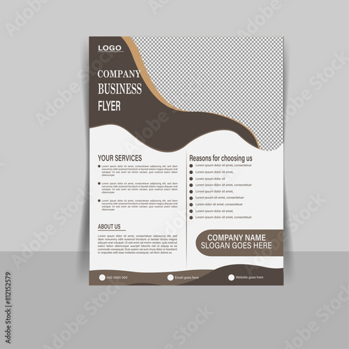  Business flyer poster pamphlet design layout vacant space for photo vector illustration in A4 paper size template 