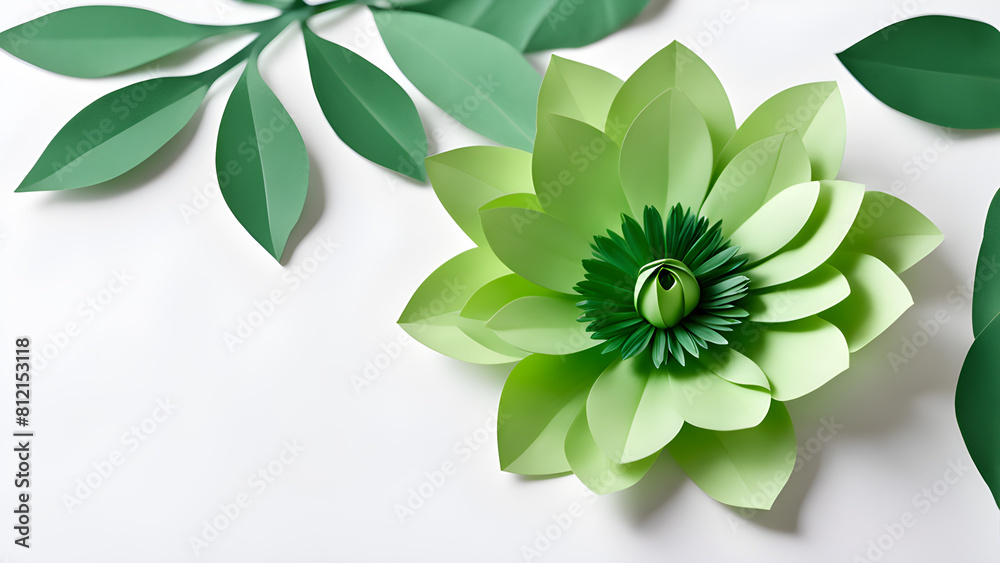 a green flower with a green stem and green leaves. a green flower with a green stem and green leaves.
