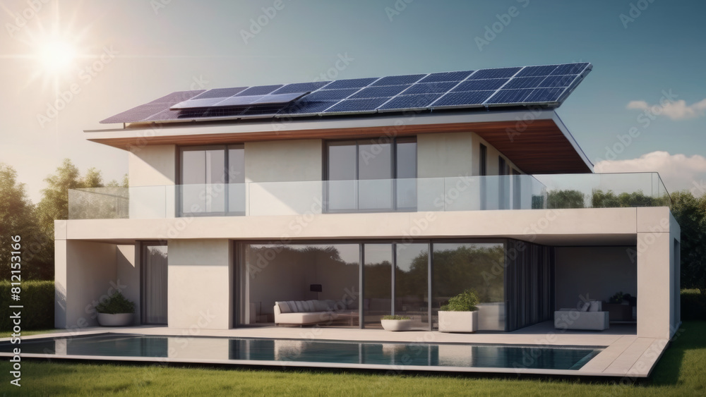 House with Solar Panel on Roof: Sustainable Energy and Modern Living
