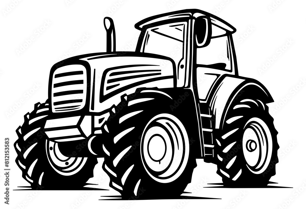Obraz premium black silhouette of a tractor without background