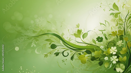Abstract green color background on simple floral design wallpaper