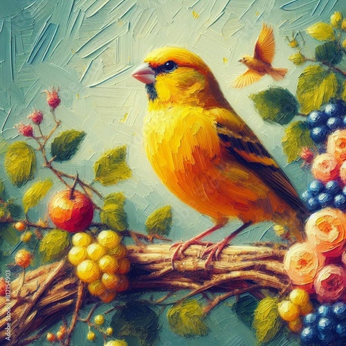 oil painting of a canary photo