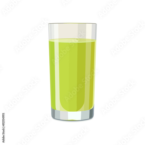 Full glass of green juice. Isolated vector summer drink for flat design