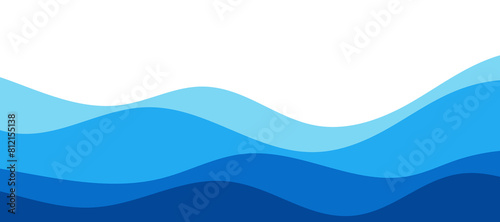 Sea waves layer vector background illustration. Sea beach vector illustration.