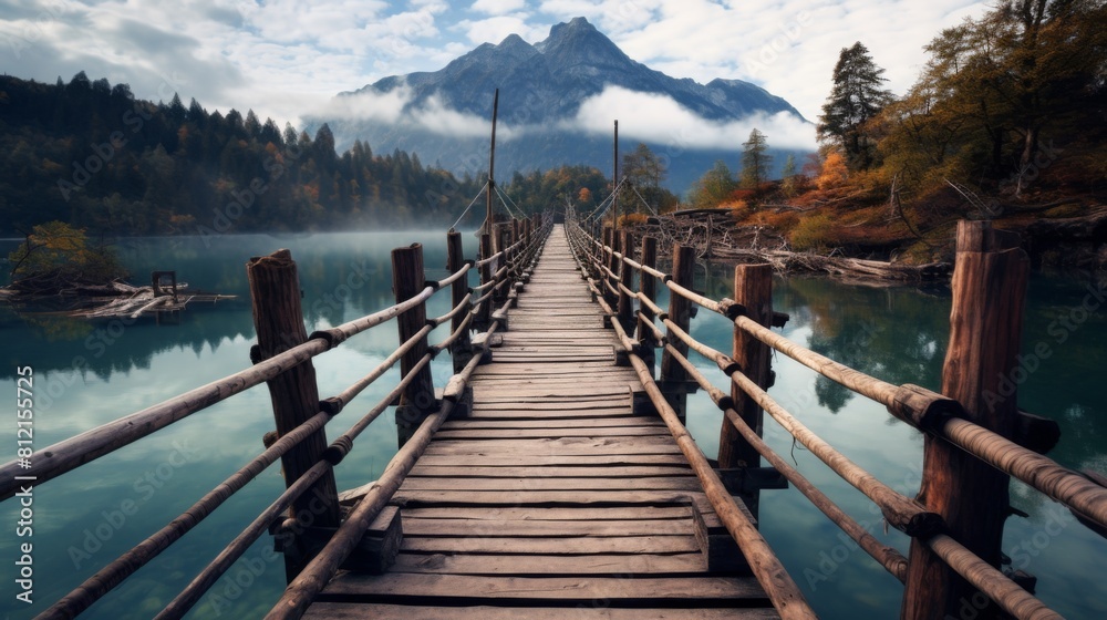 Obraz premium wooden bridges on the lake