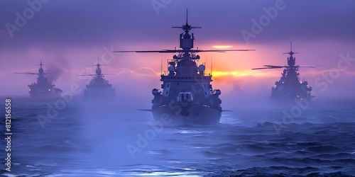 Russian Navy conducts naval exercises in Baltic Sea with helicopters and warships. Concept Navy Exercises, Baltic Sea, Russian Fleet, Helicopters, Warships © Ян Заболотний