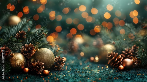 abstract texture background with fire tree branches golden balls and bokeh photo