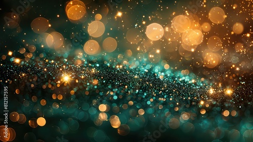 Glitter vintage lights abstract bokeh background with gold and blue lights
