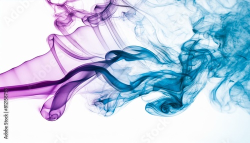 Blue and red smoke merging .isolated on white background