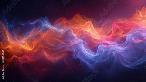 abstract background with waves and glowing particles cloud