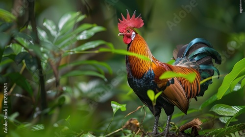 Wallpaper Mural A stunning Sri Lankan Junglefowl known scientifically as Gallus lafayetii graces the lush Sinhararaja Forest Reserve a UNESCO World Heritage Site nestled in the vibrant lowland rainforest o Torontodigital.ca