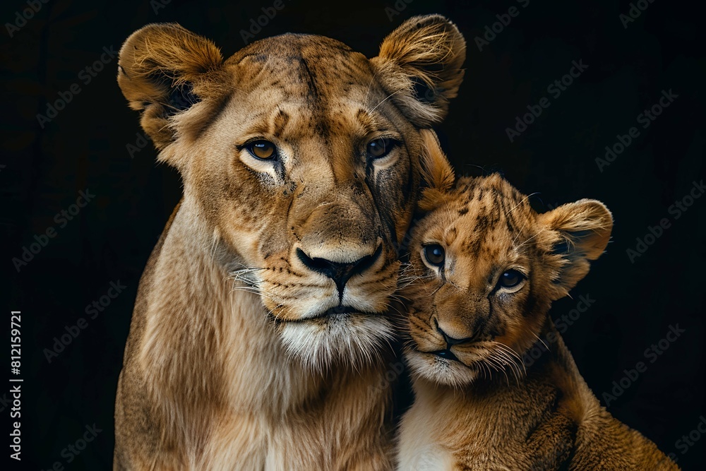 Fototapeta premium Predator´s love. Lioness and cub