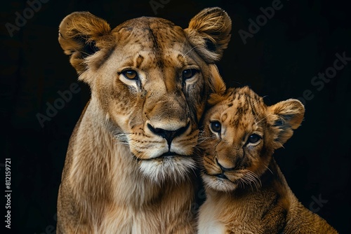 Predator  s love. Lioness and cub