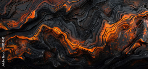 Fototapeta Naklejka Na Ścianę i Meble -  abstract wavy texture in orange and black tones
