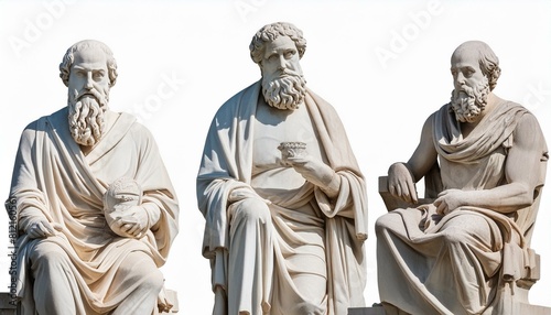 Set of marble statue philosophers .isolated on white background