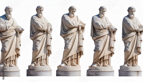 Set of marble statue philosophers .isolated on white background