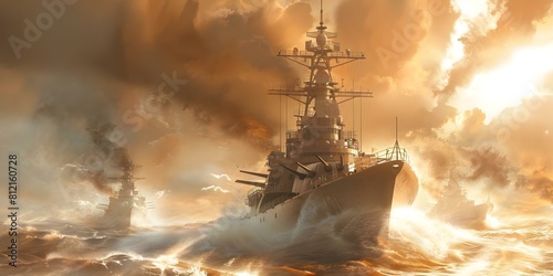 Innovative Digital Illustrations of Advanced Naval Warships Demonstrating Technological Progress at Sea. Concept Digital Illustrations, Naval Warships, Technological Progress, Sea, Innovation