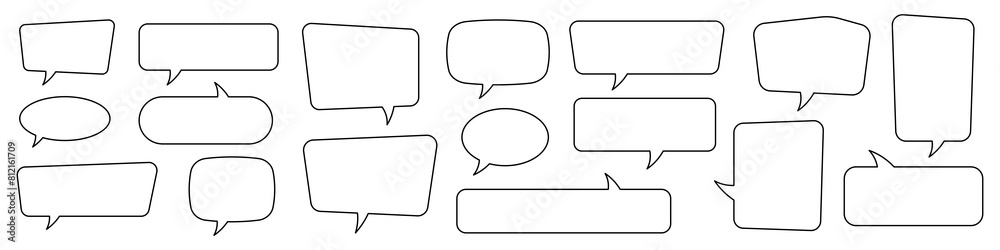Speech bubble, speech balloon, chat bubble line art icon for apps and websites. Speech bubble, speech balloon, chat bubble line art icon for apps and websites.