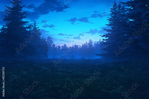 ethereal foggy forest background with a sense of solitude and quiet beauty