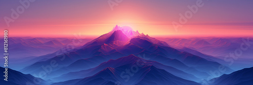 The mountain is glowing with a pink light