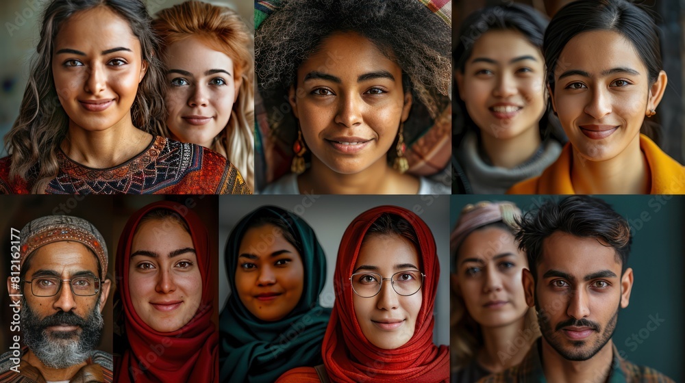 Joyful Multiethnic Group of People Smiling for the Camera: A Collage of Multicultural and Multi-Aged Generations Joyful Multiethnic Group of People Smiling for the Camera: A Collage of Multicultural and Multi-Aged Generations