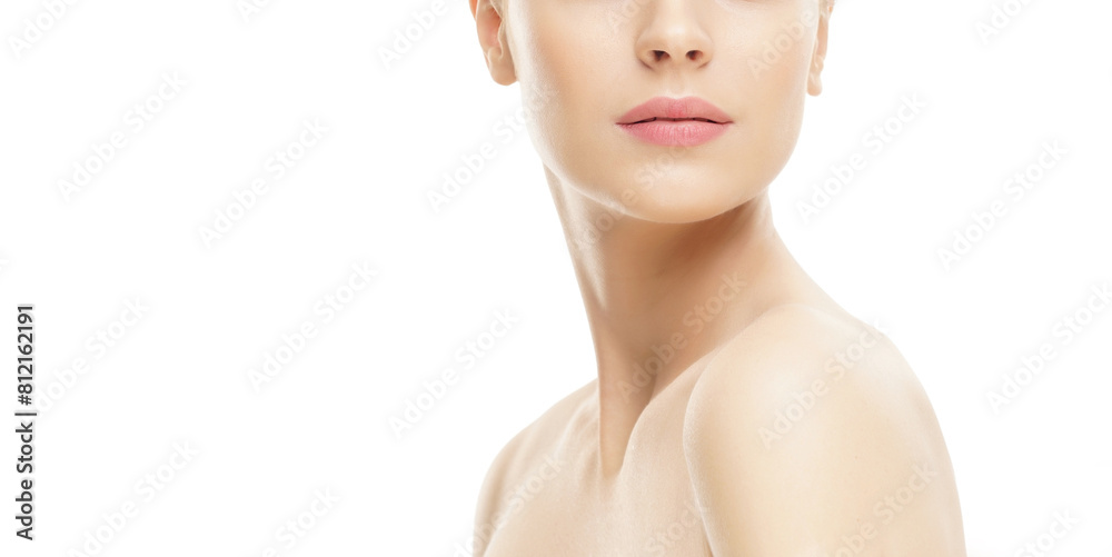 Close-up portrait of beautiful, fresh, healthy and sensual girl over white background Close-up portrait of beautiful, fresh, healthy and sensual girl over white background