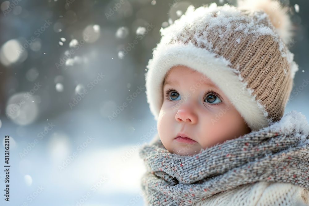 Sparkly Baby winter outdoor. Snow coat child. Generate Ai Sparkly Baby winter outdoor. Snow coat child. Generate Ai