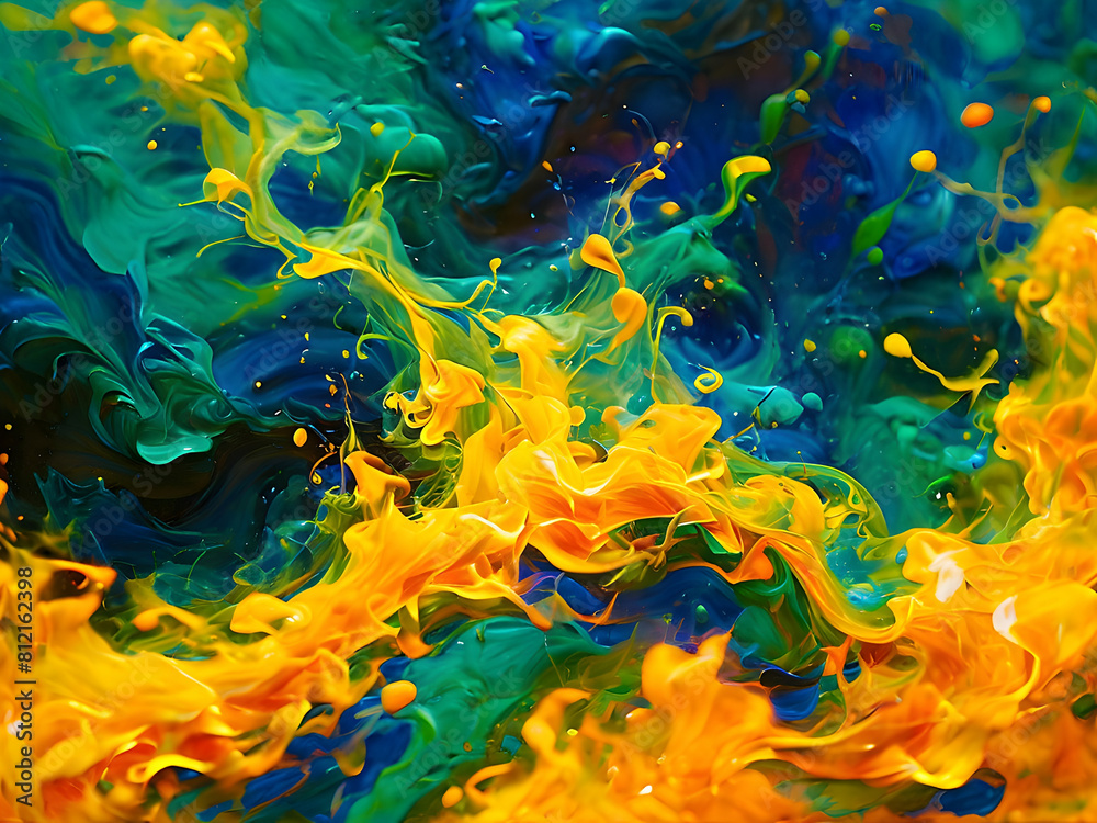 Abstract collision of different colors.