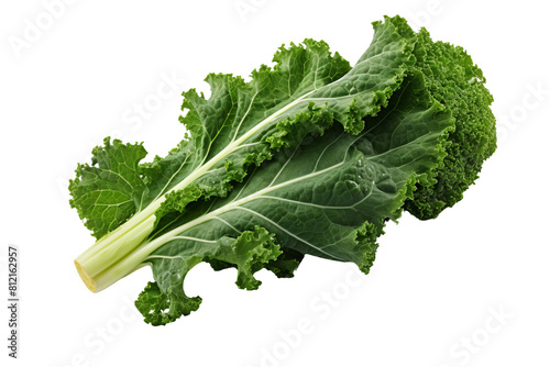Green leaf vegetable with frilly edges, isolated on a transparent background