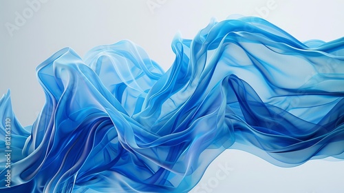 abstract composition with flowing blue wavy shapes dynamic fluid design digital art
