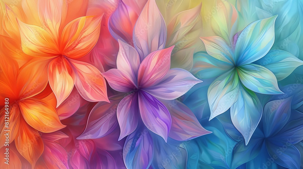 A digital painting of colorful abstract petals A digital painting of colorful abstract petals