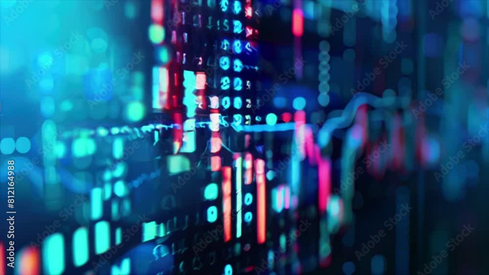 Stock and forex trading chart, digits and numbers. Binary data and digital code concept background