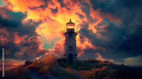 sunset over the lighthouse 