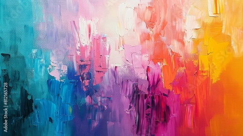 Abstract colorful painting with brush strokes and palette knife, vibrant colors photo