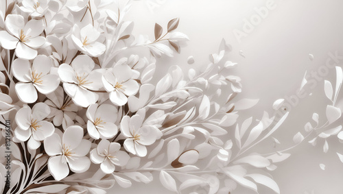 Abstract white color background on simple floral design wallpaper