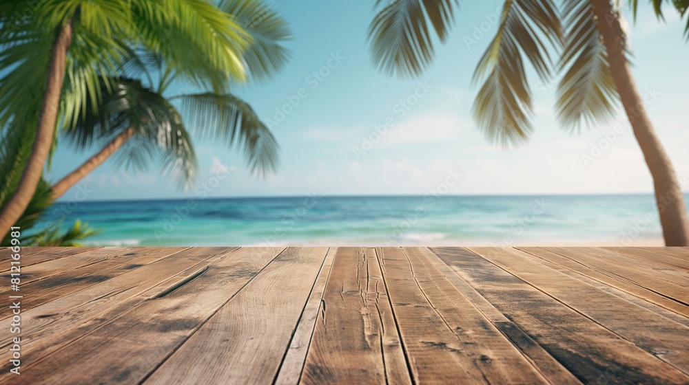 Beach Product Mockup Concept. Wooden Table with Tropical Beach Background. Brown wood table on summer tropical beach background with empty copy space on the table for product display mockup. Beach Product Mockup Concept. Wooden Table with Tropical Beach Background. Brown wood table on summer tropical beach background with empty copy space on the table for product display mockup.