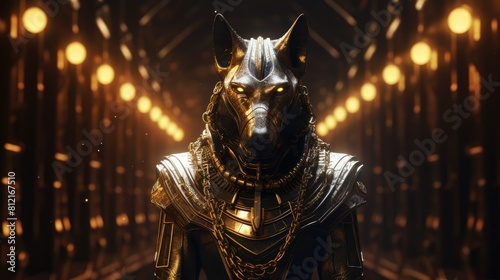 Anubis, god of ancient Egypt. The ancient Egyptian god of death and the world of the dead. Ai-generated.