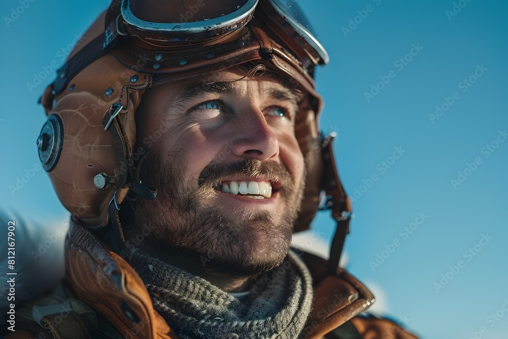 Joyful Pilot Embracing the Spirit of Adventure in a Vibrant Sky Joyful Pilot Embracing the Spirit of Adventure in a Vibrant Sky