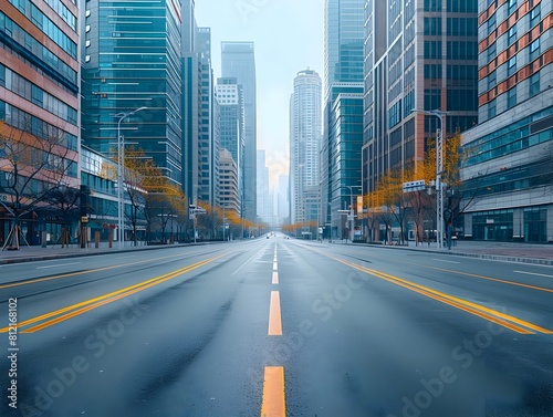 Expansive and Tranquil Metropolitan Cityscape with Ample Copy Space
