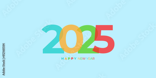 Happy new year 2025 on blue background. Illustration for the festive New Year 2025 celebration background. new year greetings for banners  posters or social media and calendars